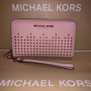 Michael Kors pink and gold wristlet wallet, new!